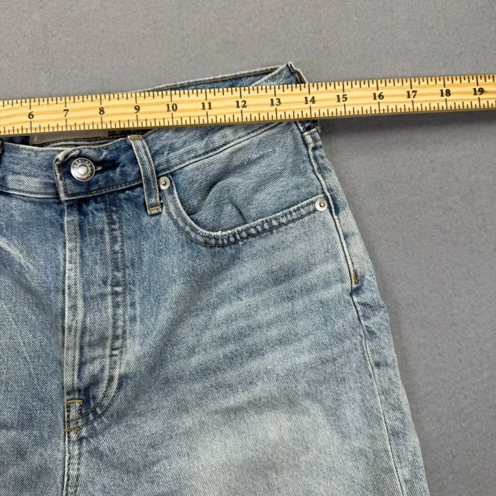 Everlane The Cheeky Long Short Light Wash Distressed Denim Bermuda Shorts Sz 26‎
